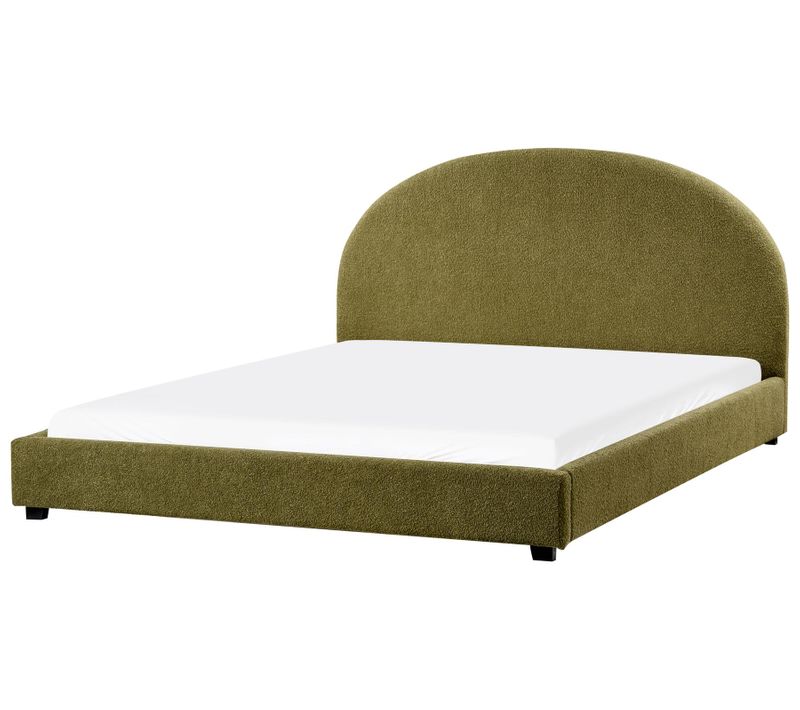 Lit Avec Sommier Bouclé Vaucluse 180 X 200 Cm Vert Olive