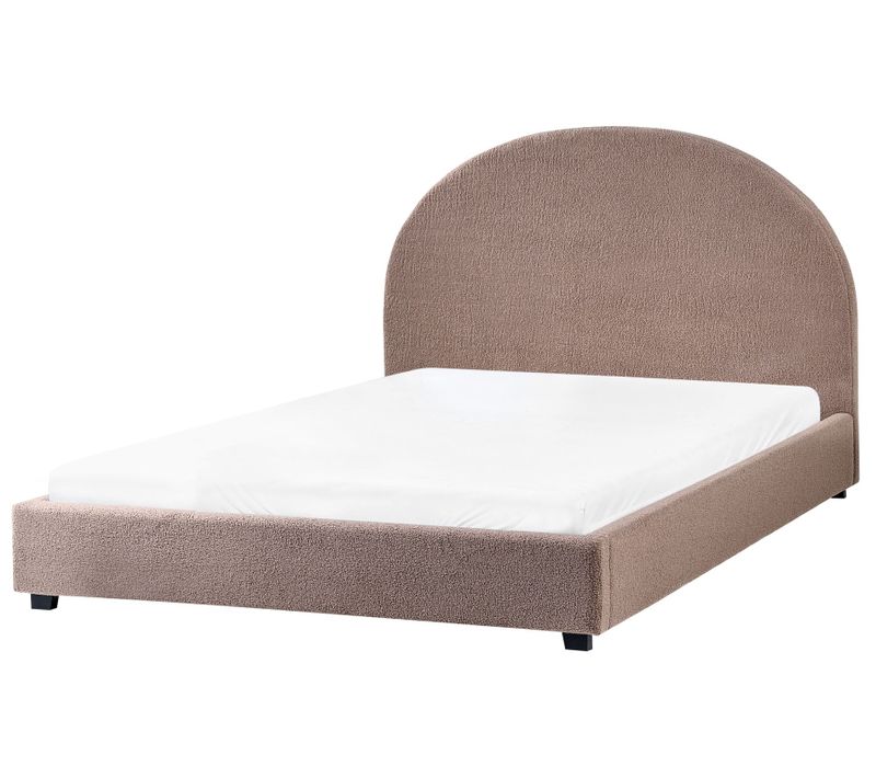 Lit Avec Sommier Bouclé Vaucluse 140 X 200 Cm Taupe