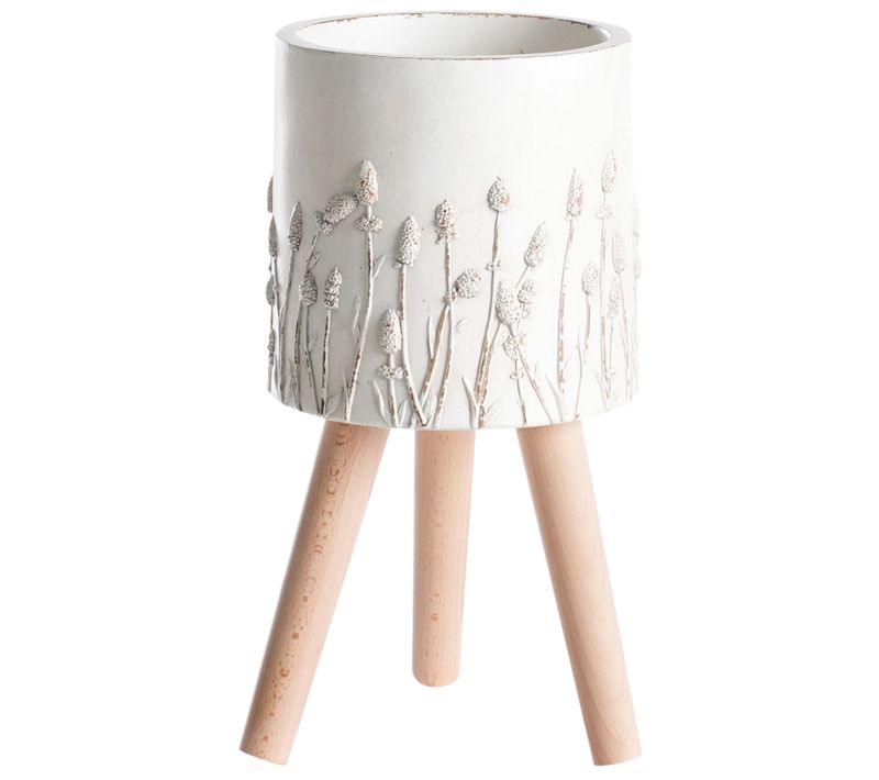 Cache-pot Sur Pied Janina 24 Cm Blanc Cassé