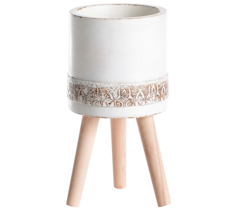 Cache-pot Sur Pied Skiatos 22 Cm Blanc Cassé