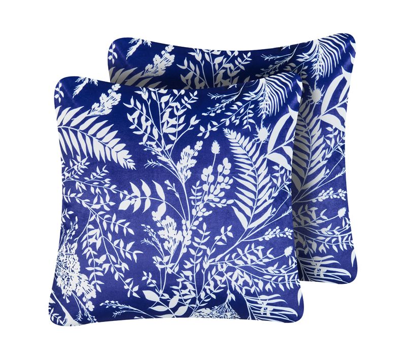 Lot De 2 Coussins D'extérieur Glimmer Motif De Plante 45 X 45 Cm Bleu