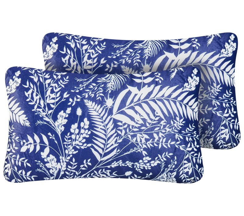 Lot De 2 Coussins D'extérieur Glimmer Motif De Plante 30 X 50 Cm Bleu