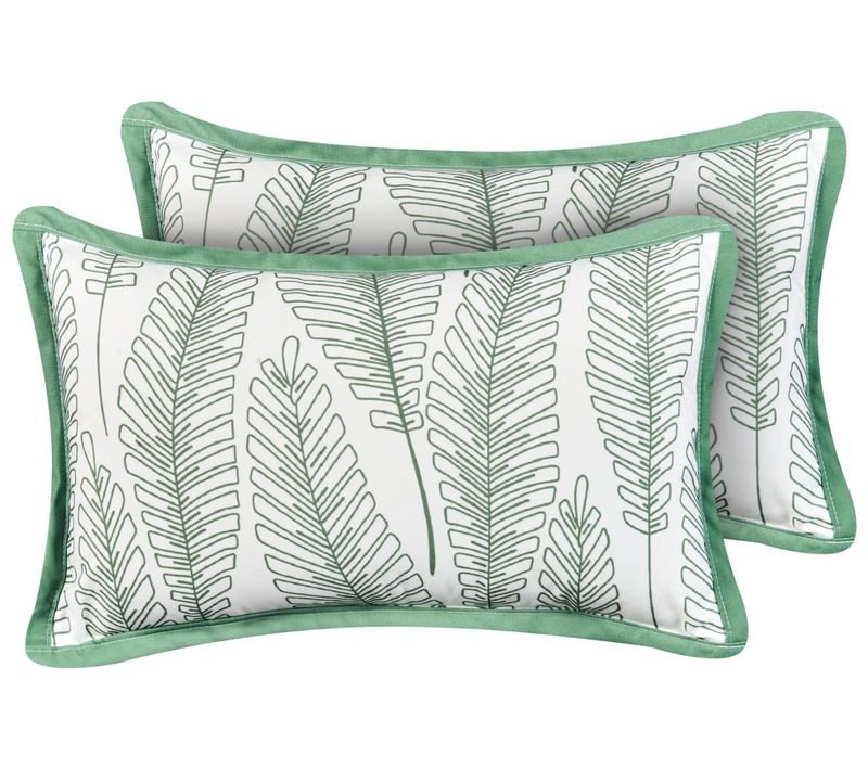 Lot De 2 Coussins D'extérieur Meadow Motif De Plante 30 X 50 Cm Vert