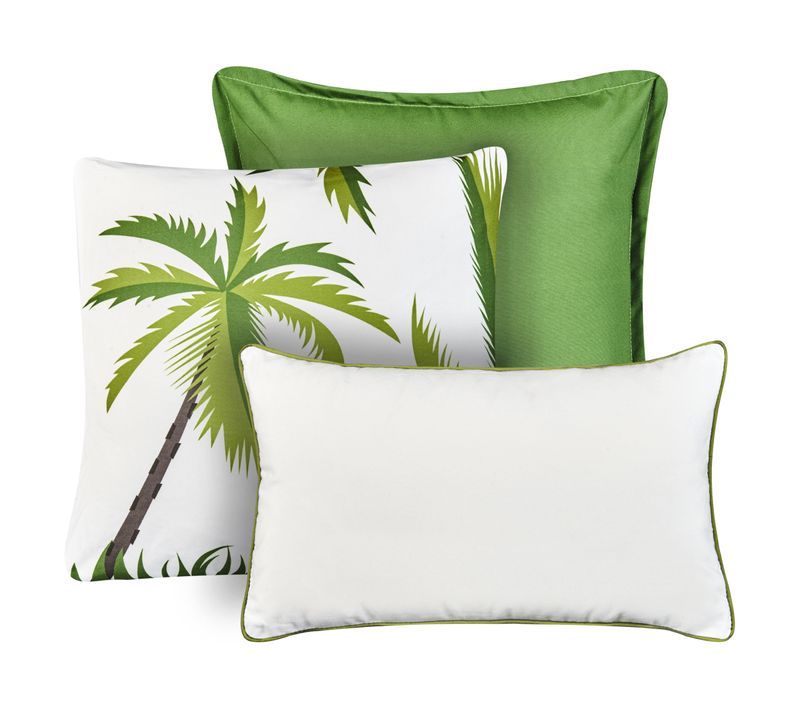 Lot De 3 Coussins D'extérieur Seaside Motif De Plante Vert