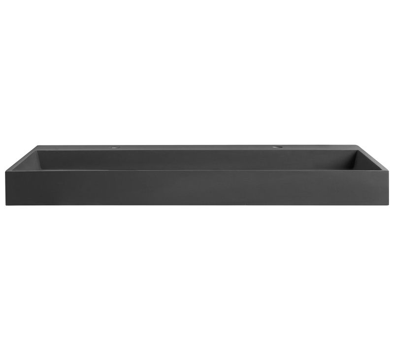 Double Vasque Suspendue Quenko 120 X 46 Cm Moulage Minéral Noir