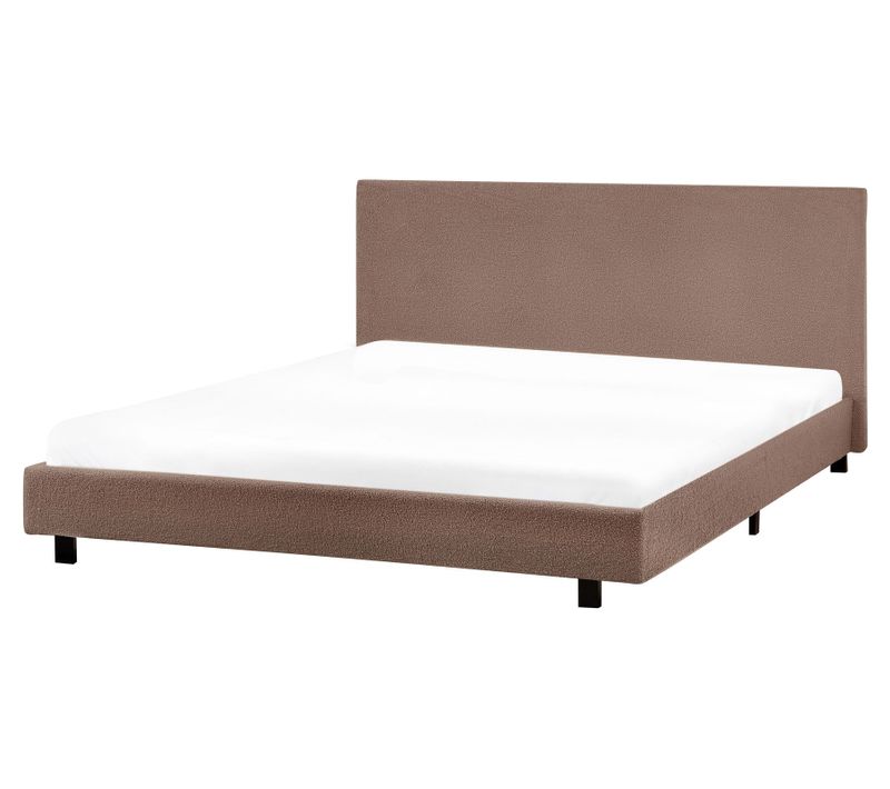 Lit Avec Sommier Bouclé Albi 180 X 200 Cm Marron