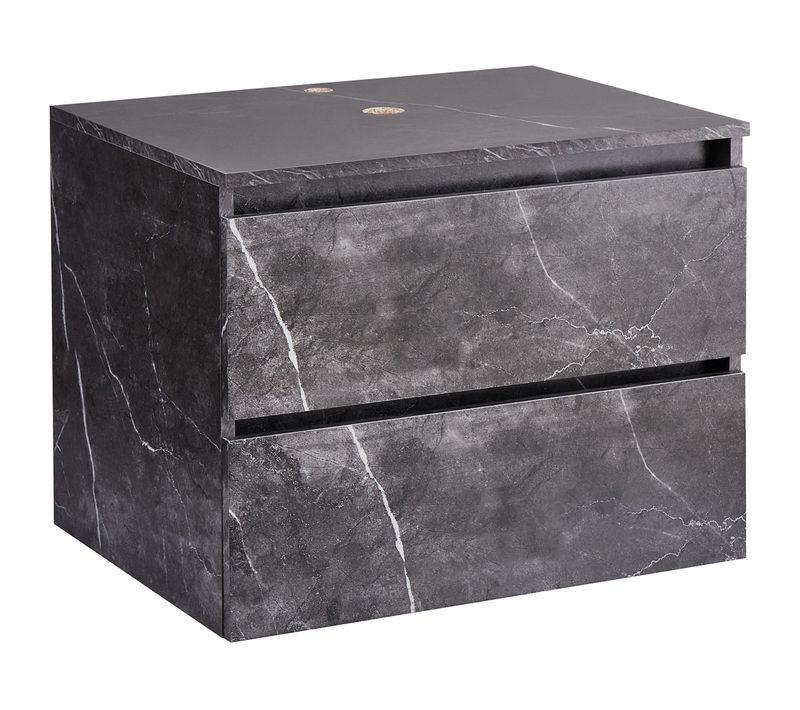 Meuble Lavabo Mural Serra 60 Cm Marbre Noir