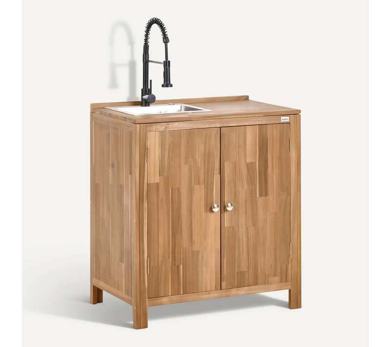 Meuble De Cuisine D'extérieur Avec évier Venosa Acacia Marron/noir