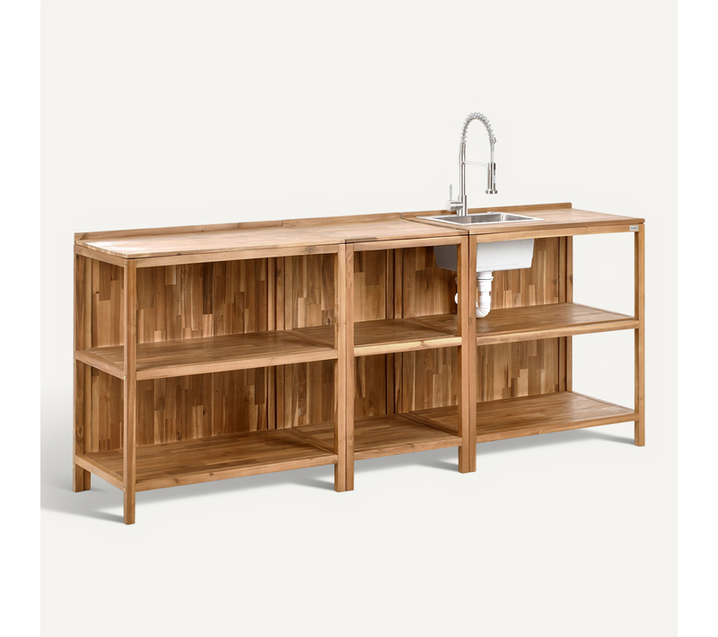 Cuisine D'extérieur 3 Pièces Avec évier Venosa Acacia Marron/argenté