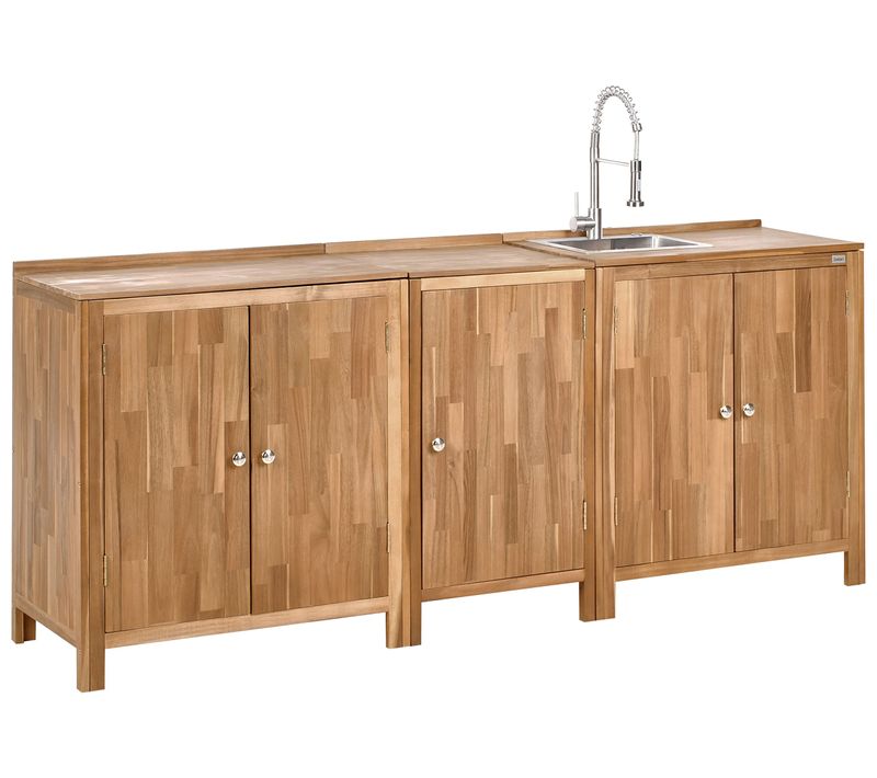 Cuisine D'extérieur 3 Pièces Avec évier Venosa Acacia Marron/argenté