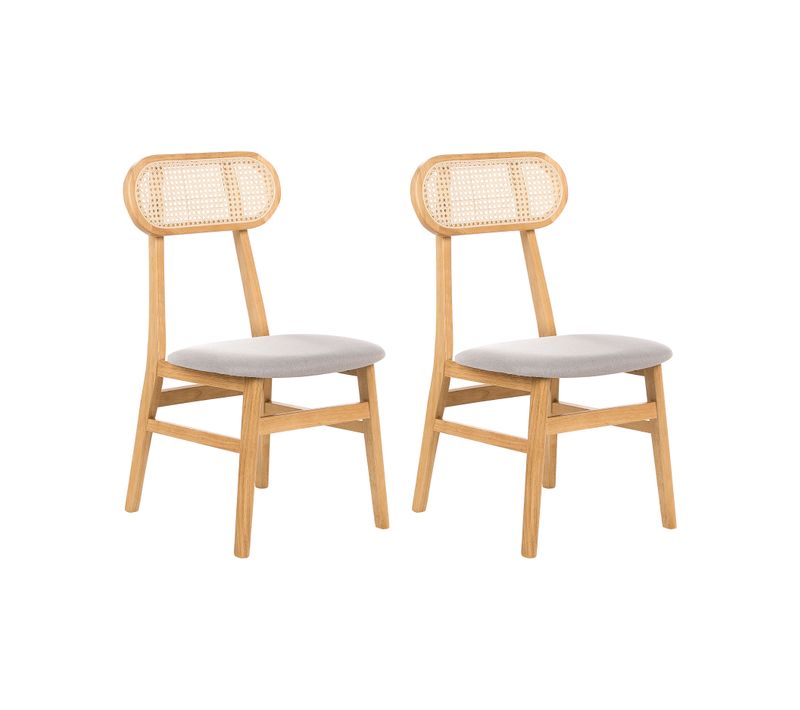 Lot De 2 Chaises De Salle à Manger Fallon Bois Marron Clair/gris Clair