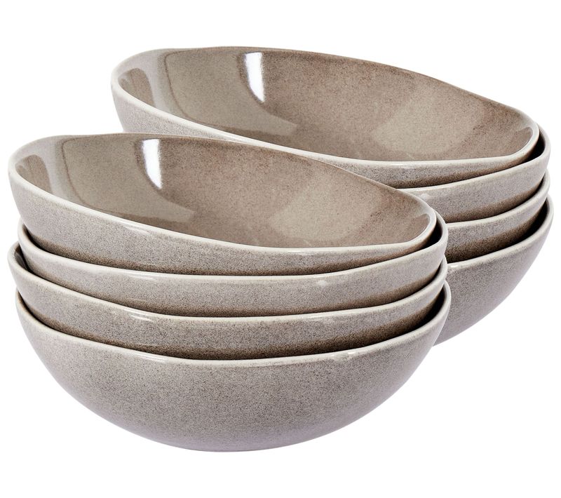 Lot De 8 Assiettes Creuses Costmary Grès Gris