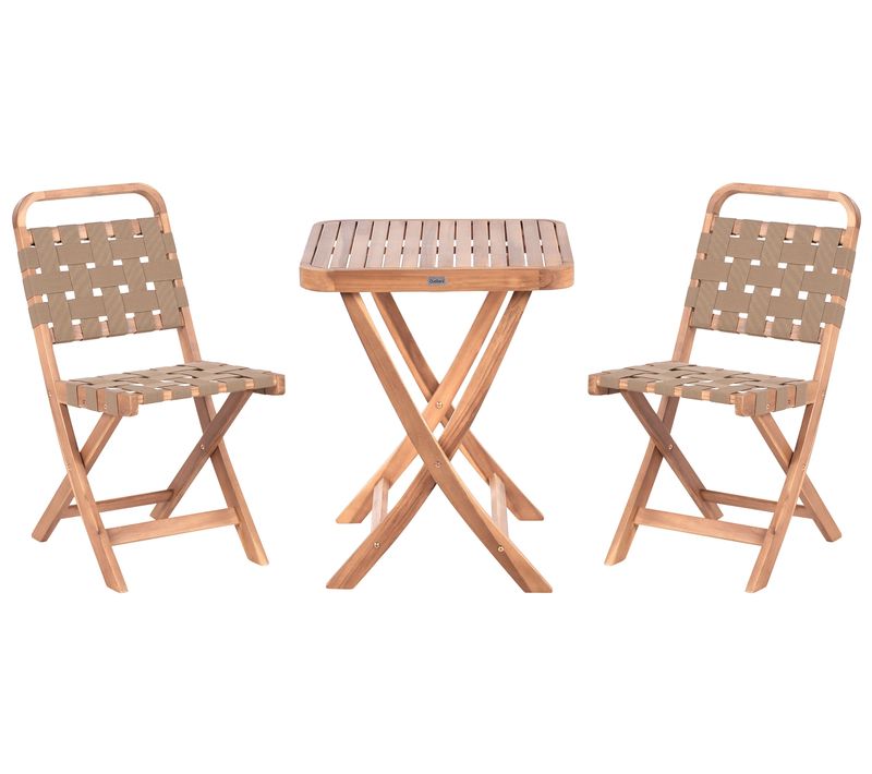 Ensemble Bistrot Pliant Calciano Bois D'acacia Certifié Marron