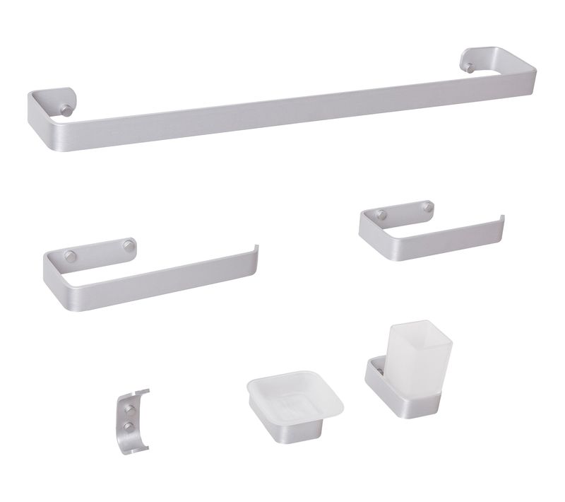 Lot De 6 Pièces De Quincaillerie Pour Salle De Bain Avec Porte-serviettes Et Crochets Métal Argenté