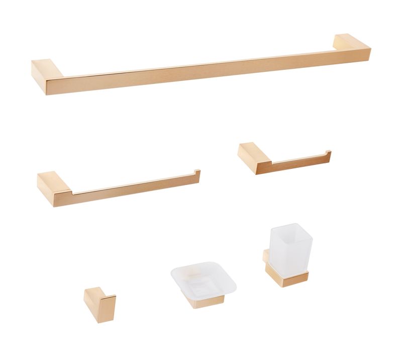 Lot De 6 Pièces De Quincaillerie Pour Salle De Bain Tumaco Avec Porte-serviettes Et Crochets Doré