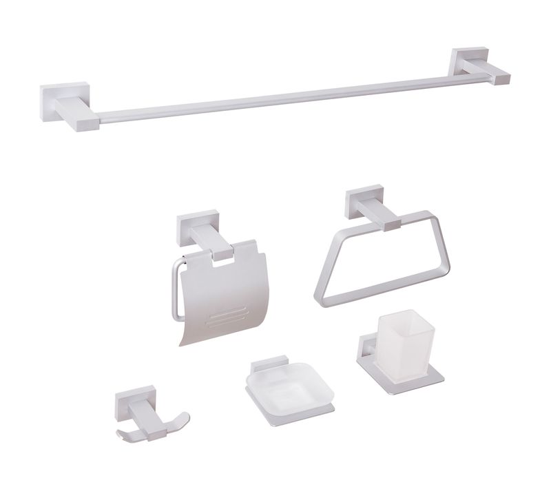 Lot De 6 Pièces De Quincaillerie Pour Salle De Bain Avec Porte-serviettes Et Crochets Argenté