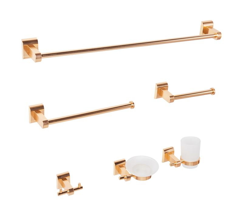 Lot De 6 Pièces De Quincaillerie Pour Salle De Bain Talara Avec Porte-serviettes Et Crochets Doré