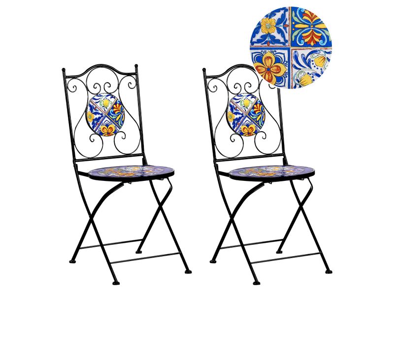 Lot De 2 Chaises De Jardin Coriano Pliant Métal Noir