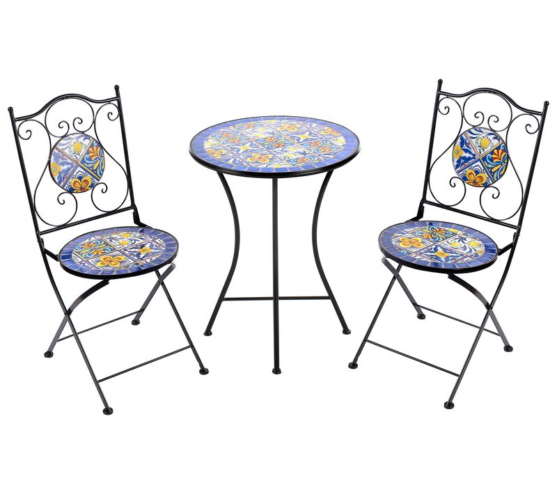 Ensemble Pour Bistro Pliant Coriano Métal Noir