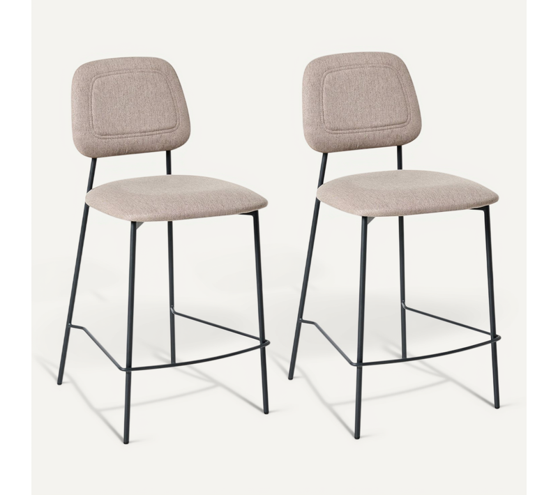Lot De 2 Chaises De Bar Duette Lin Synthétique Taupe