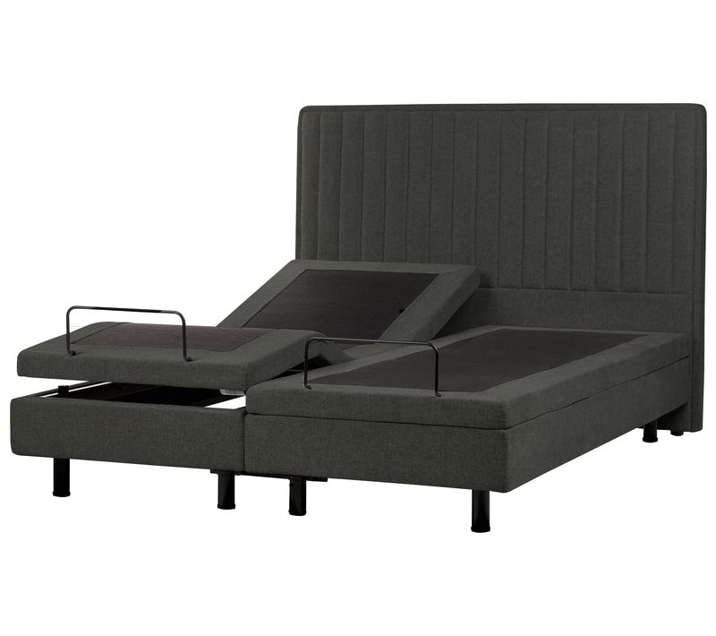 Lit Réglable Tissu Castellan 160 X 200 Cm Gris Foncé