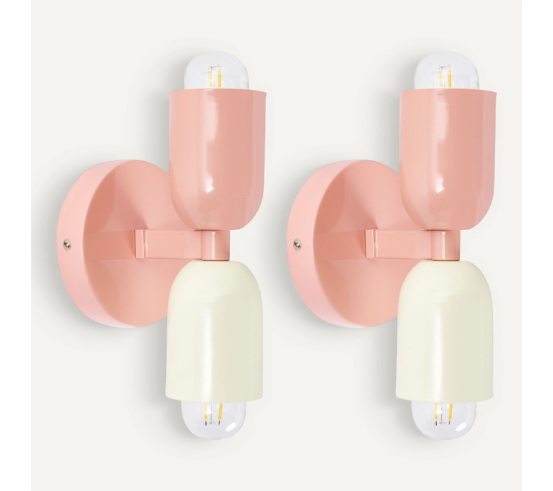 Lot De 2 Lampes Murales Topi Métal Rose Pastel