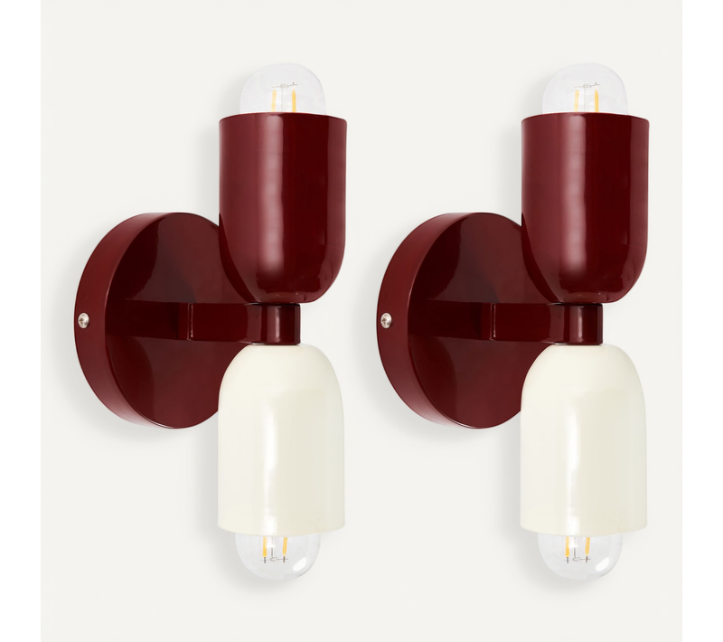 Lot De 2 Lampes Murales Topi Métal Rouge