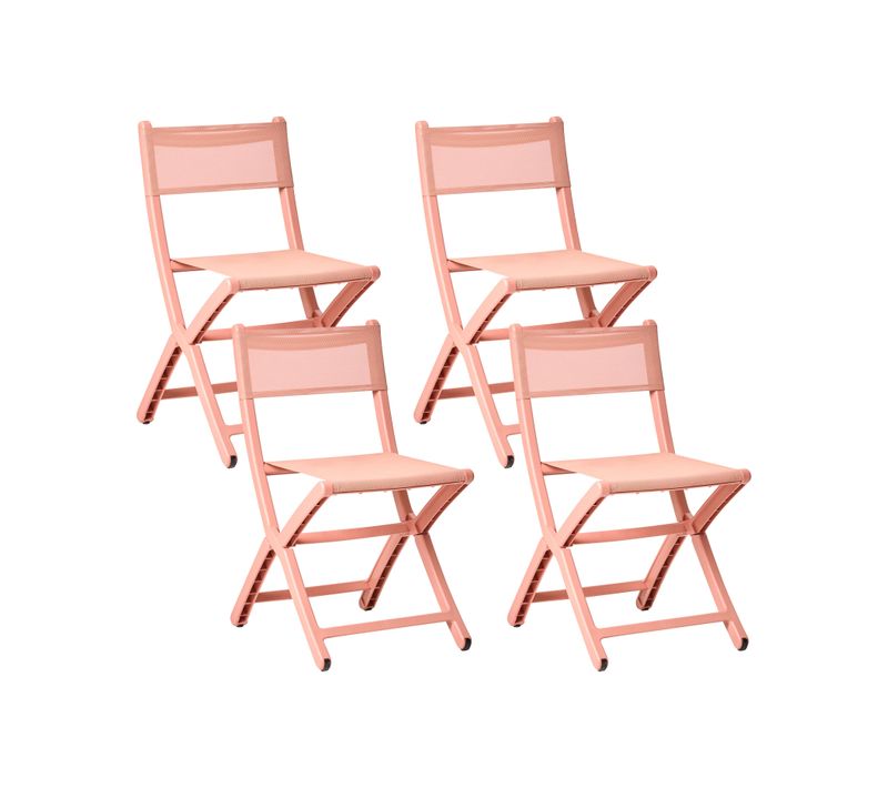 Lot De 4 Chaises De Jardin Talca Pliant Corail