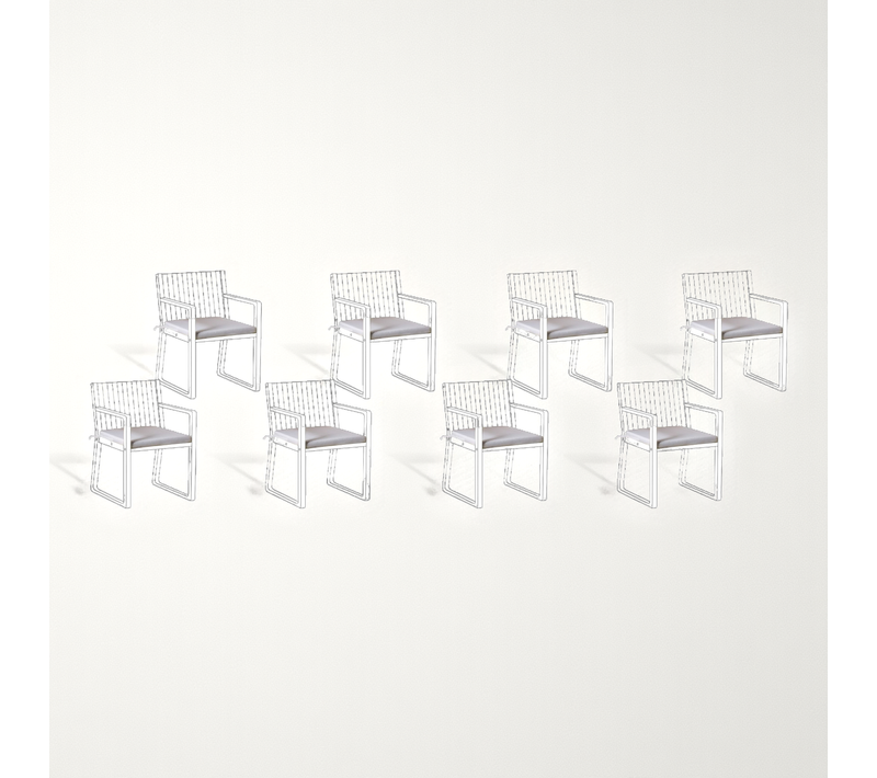 Lot De 8 Coussins Pour Chaises De Jardin Sassari Premium 46 X 46 Cm Gris Clair