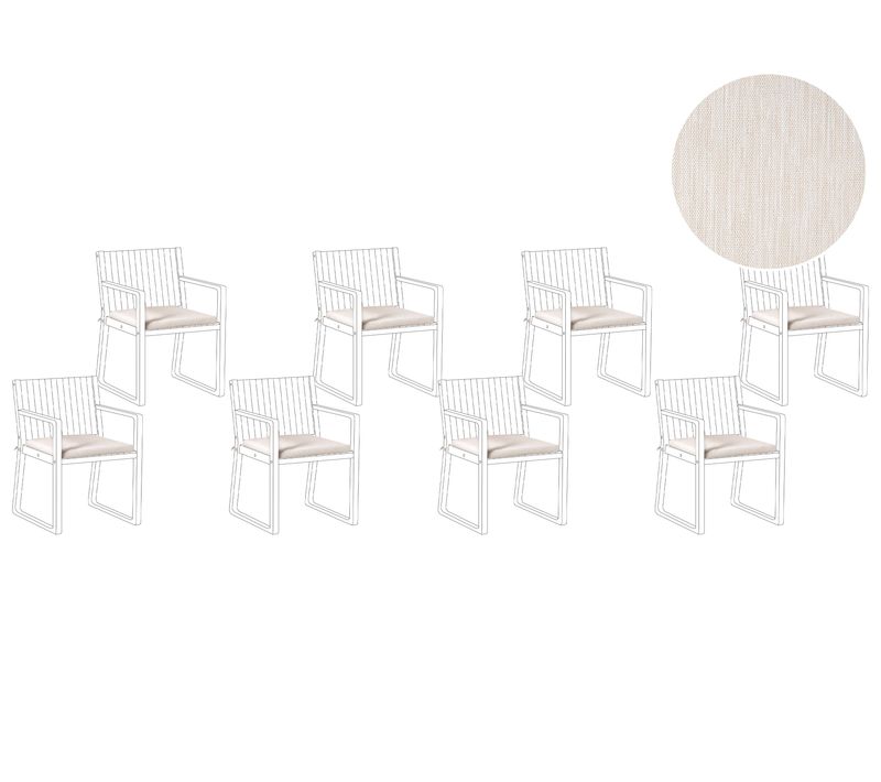 Lot De 8 Coussins Pour Chaises De Jardin Sassari Premium 46 X 46 Cm Beige Clair