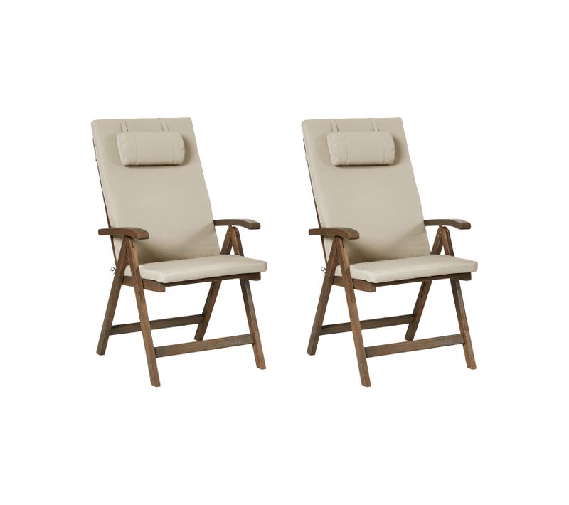 Lot De 2 Chaises De Jardin Avec Coussins Amantea Premium Acacia Taupe