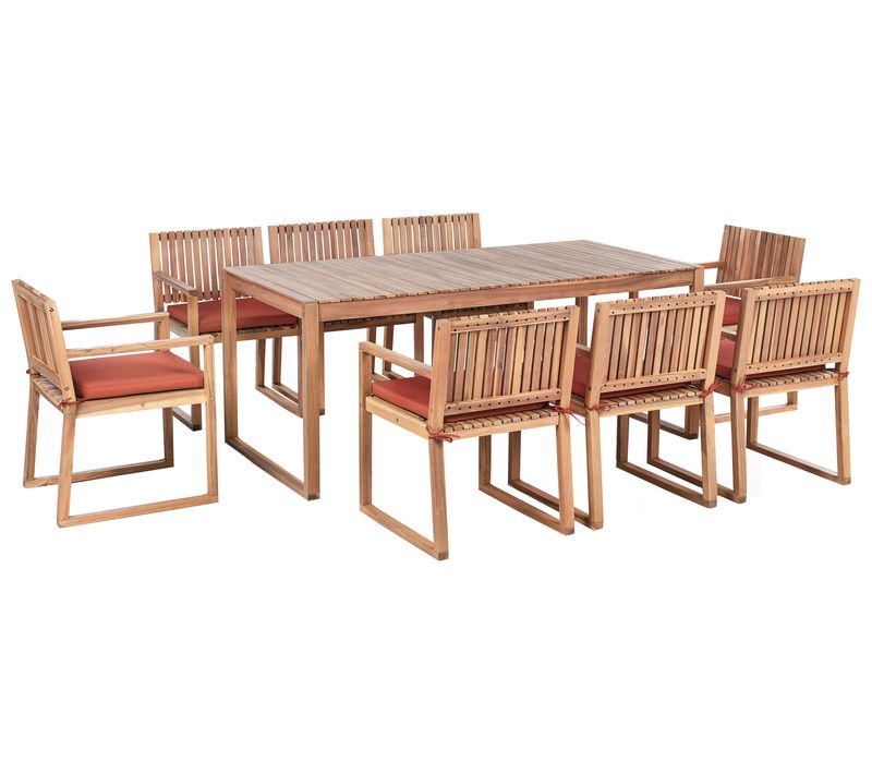 Salle à Manger De Jardin 8 Places Sassari Premium Avec Coussins Bois D\'acacia Certifié Rouge