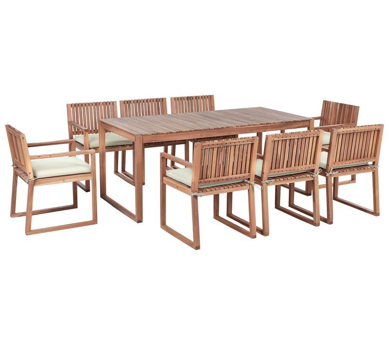 Salle à Manger De Jardin 8 Places Sassari Premium Avec Coussins Bois D\'acacia Certifié Vert Clair