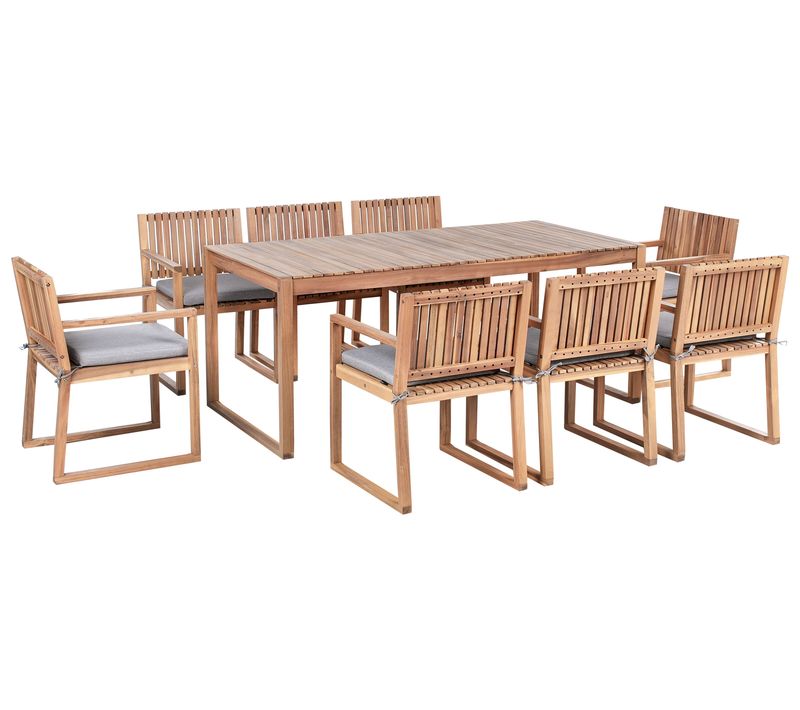 Salle à Manger De Jardin 8 Places Sassari Premium Avec Coussins Bois D'acacia Certifié Gris