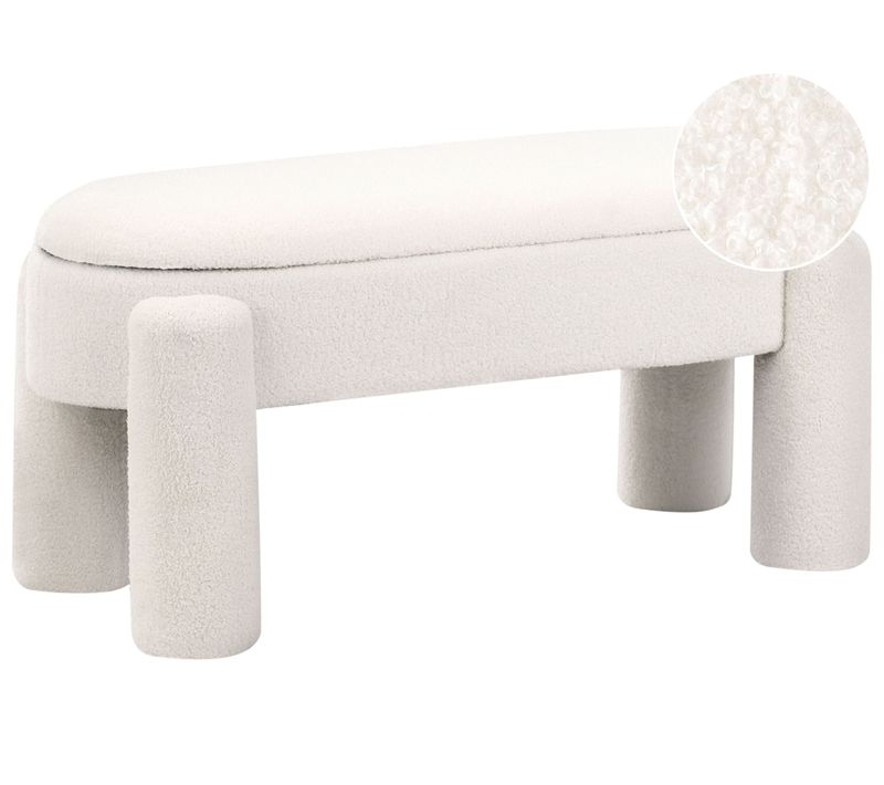 Banc De Rangement Oakley Bouclé Blanc Cassé
