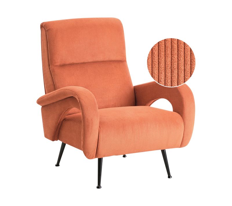 Fauteuil Svalov Velours Côtelé Orange