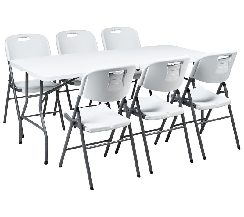 Salle à Manger De Jardin 6 Places Cugnoli Pliant Blanc