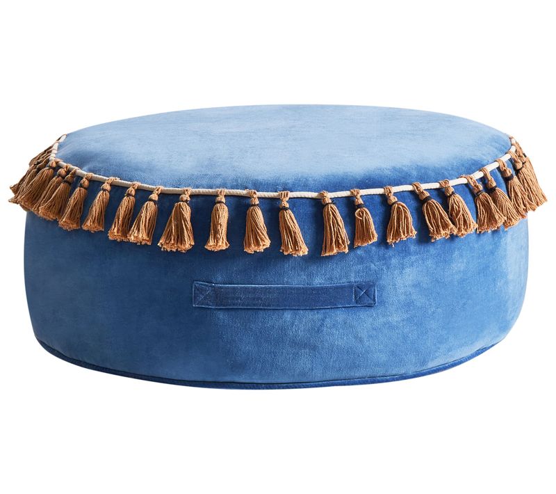 Pouf Gotha Velours Bleu