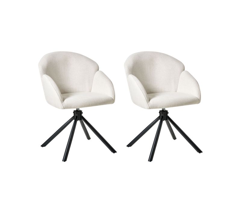 Lot De 2 Chaises De Salle à Manger Maybee Tissu Blanc Cassé