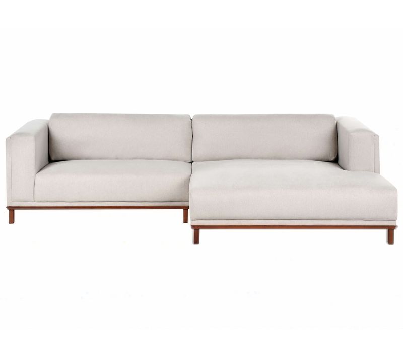 Canapé D'angle 4 Places Veng Tissu Beige Clair Côté Gauche