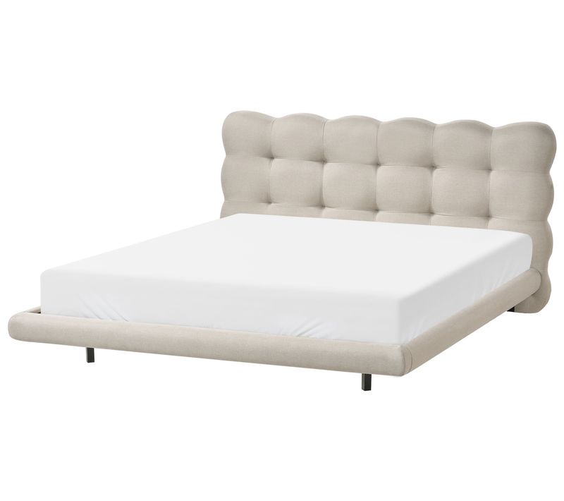 Lit Avec Sommier Tissu Soulisse 160 X 200 Cm Beige
