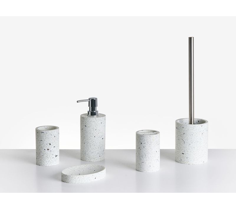 Set De 5 Accessoires De Salle De Bain Perene Terrazzo Blanc