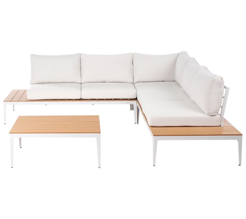 Ensemble De Canapés D'angle De Jardin 5 Places Positano Blanc Cassé