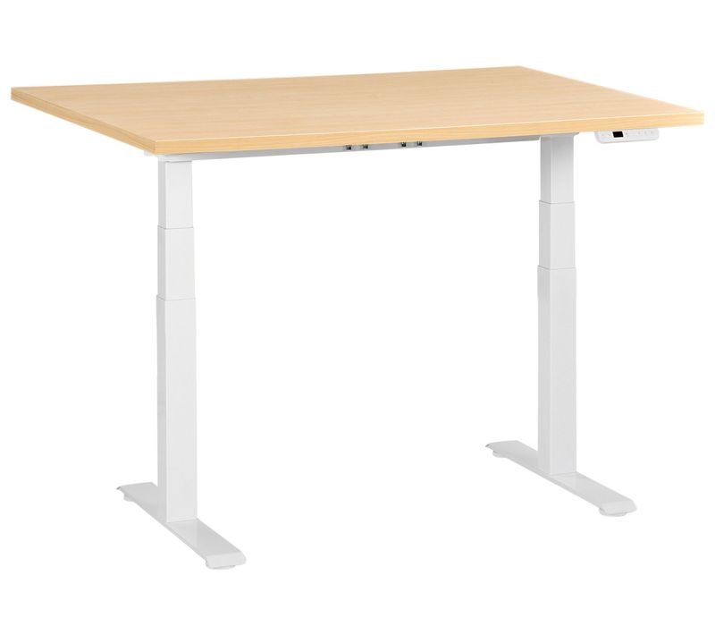 Bureau Réglable En Hauteur Électriquement Destines Marron Clair/blanc 120 Cm 60 Cm