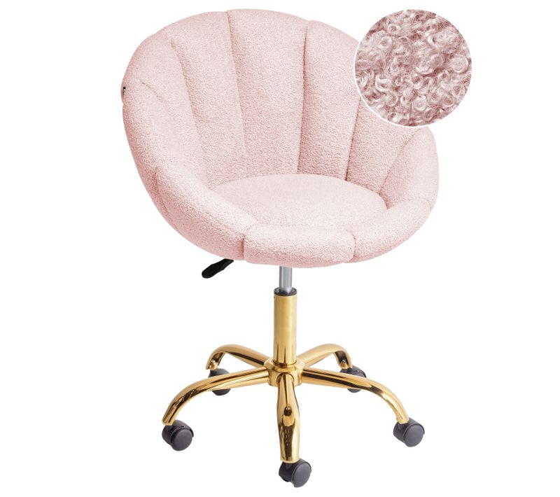 Chaise De Bureau Annabelle Bouclé Rose Pastel