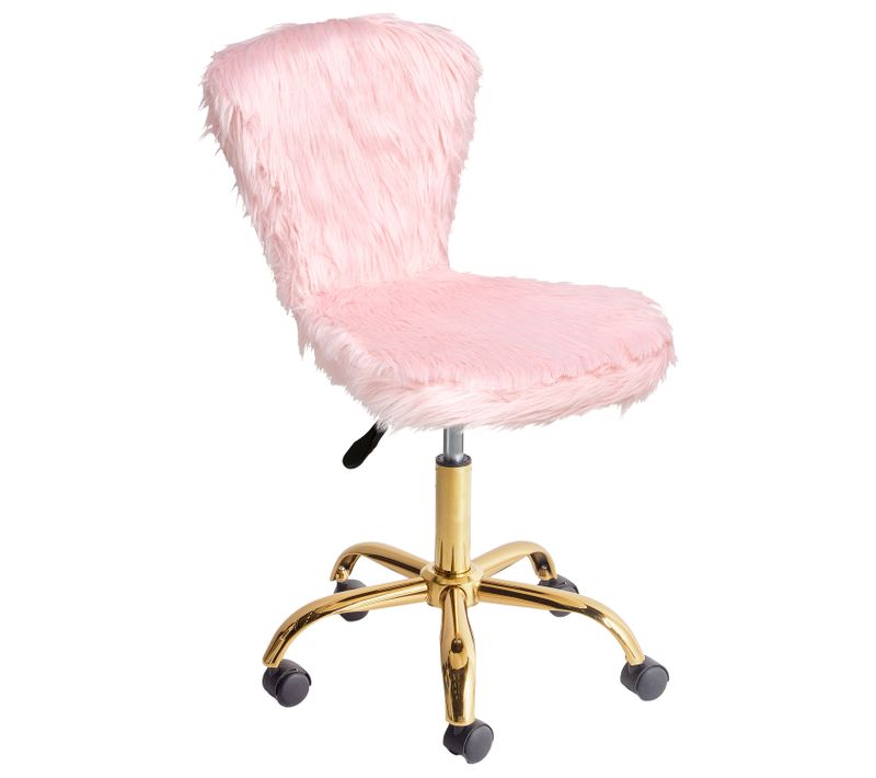Chaise De Bureau Margate Fourrure Synthétique Rose Pastel