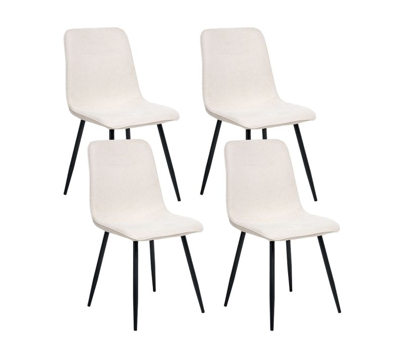Lot De 4 Chaises De Salle à Manger Tuscola Tissu Beige Clair