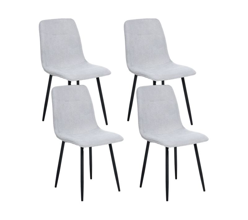 Lot De 4 Chaises De Salle à Manger Tuscola Tissu Gris Clair