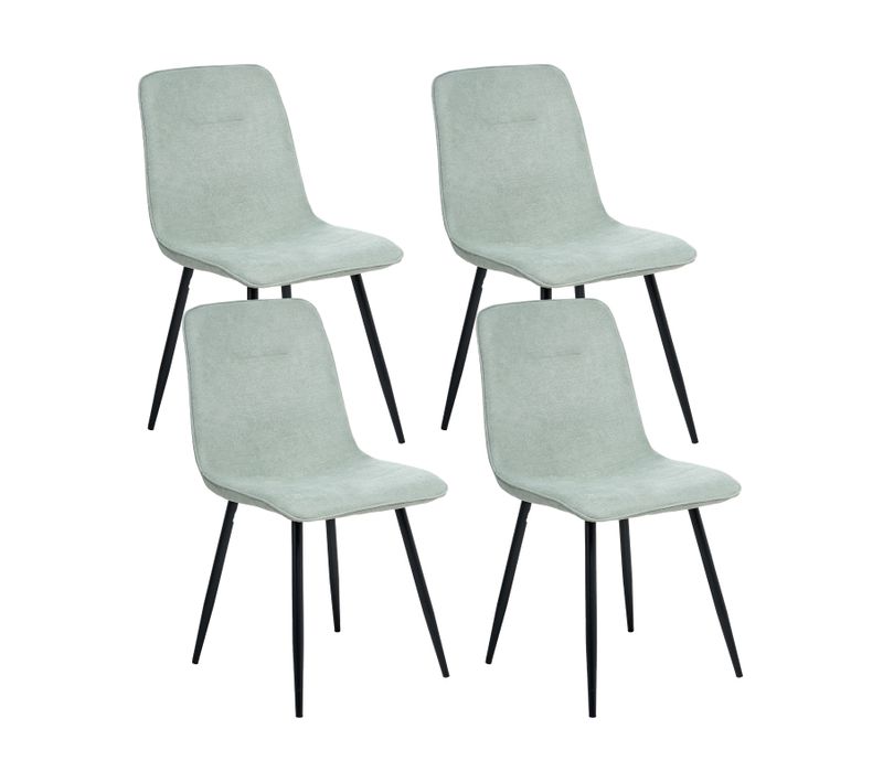 Lot De 4 Chaises De Salle à Manger Tuscola Tissu Vert Clair
