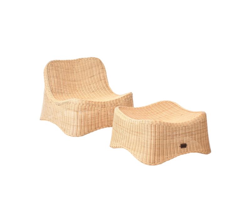 Fauteuil De Jardin Avec Ottoman Aigani Rotin Naturel